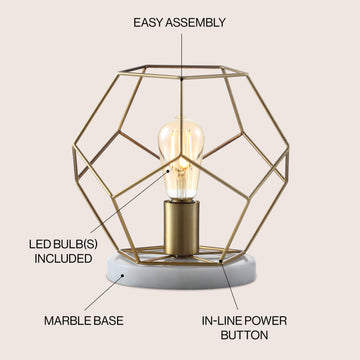 James 10" Metal/Marble LED Table Lamp - JONATHAN Y